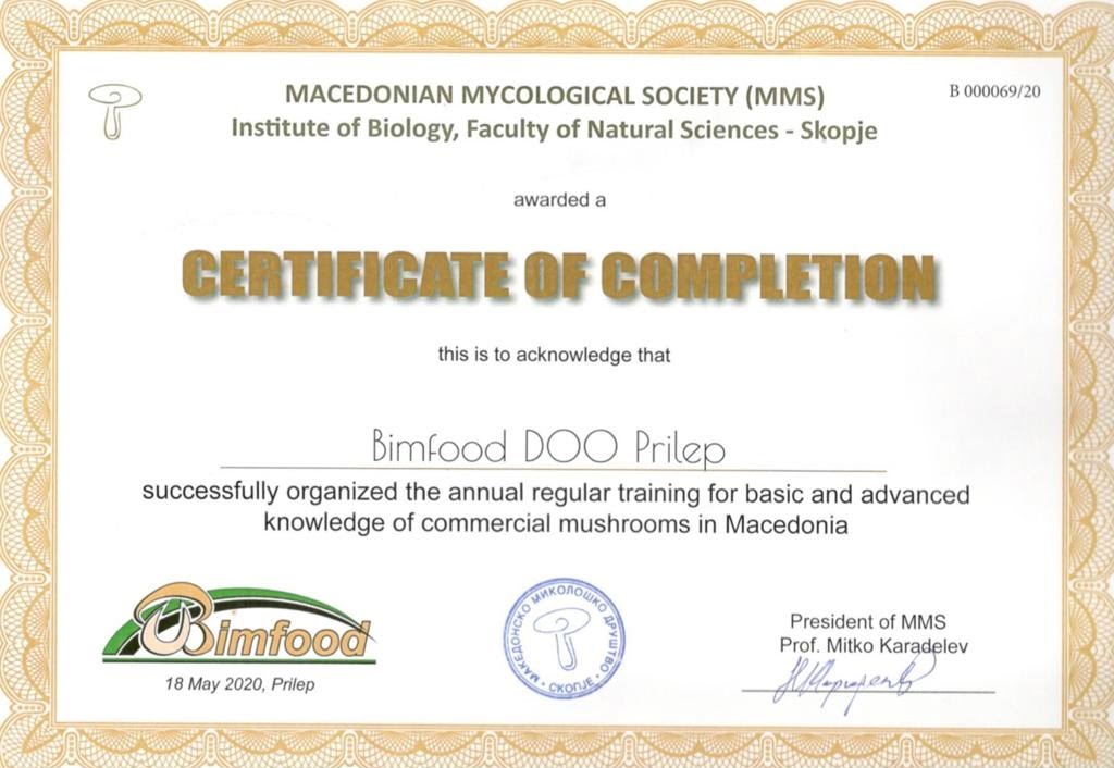 Micology certificate